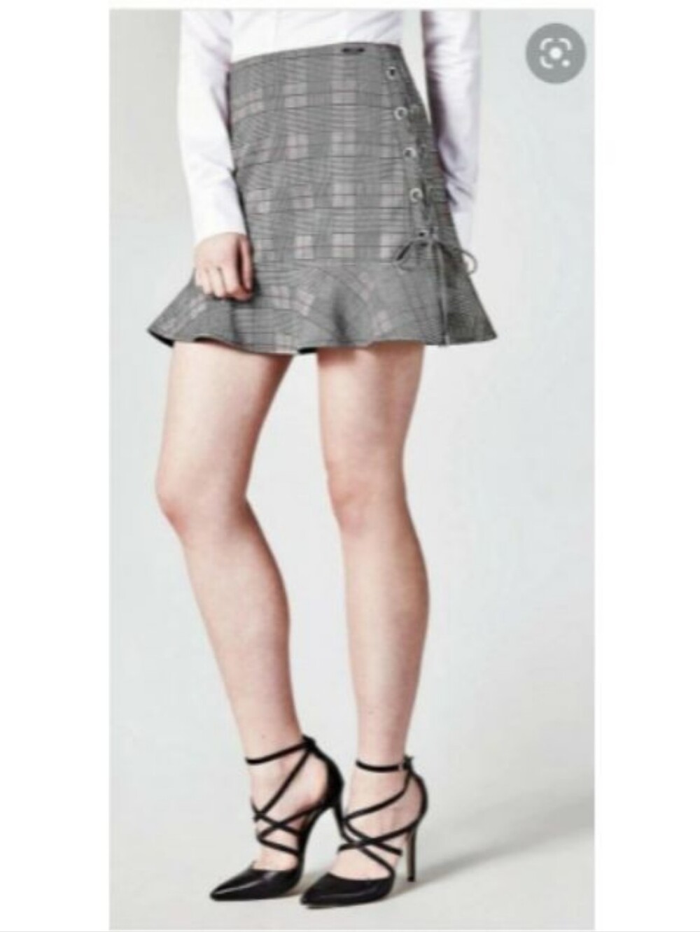 Guess Y2K Gray Plaid Side Tie-Up Mini Skirt